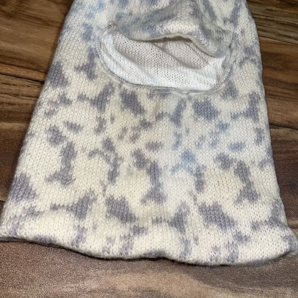 Vintage 100% Wool Cabela's Hunting Face Mask Hat White Winter Camo MADE IN USA